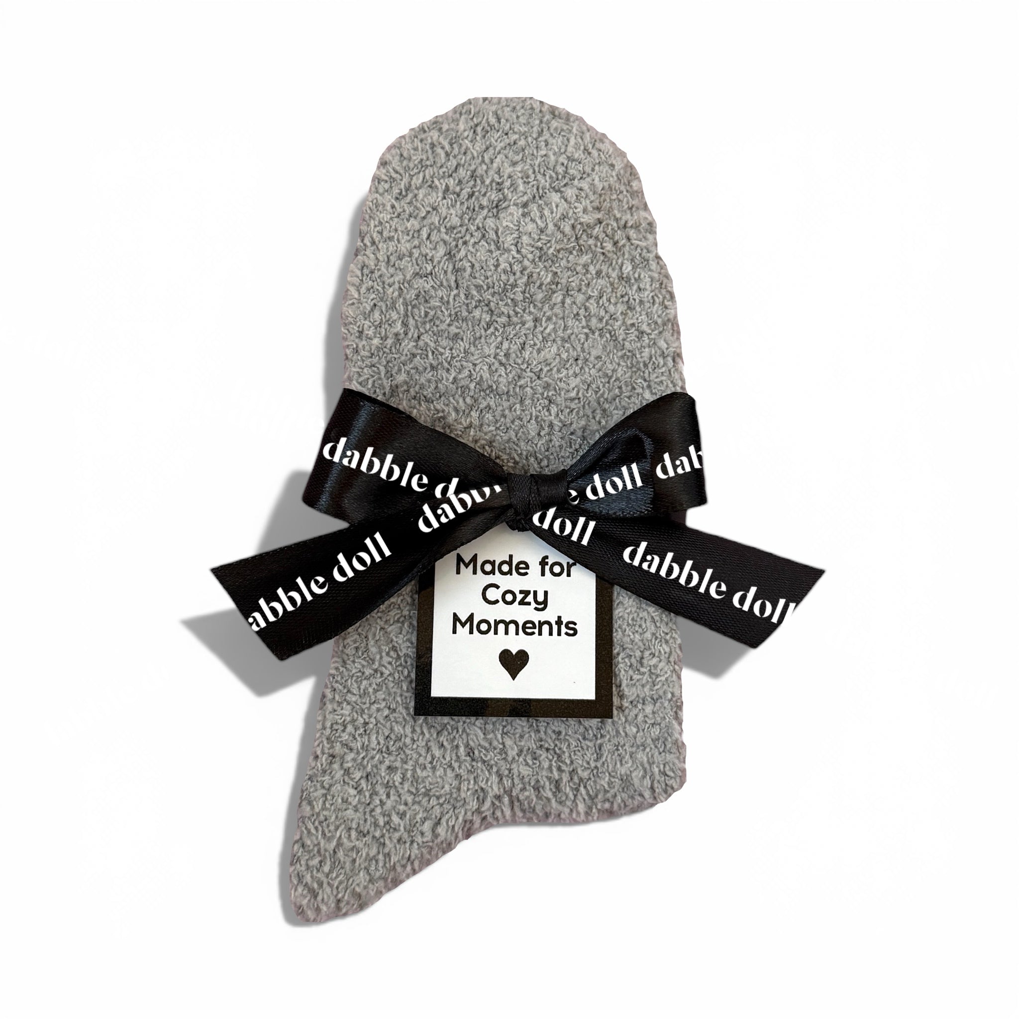 Grey Cozy Socks for Women with Ribbon