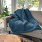 Medium chunky knit blanket in Blue Spruce